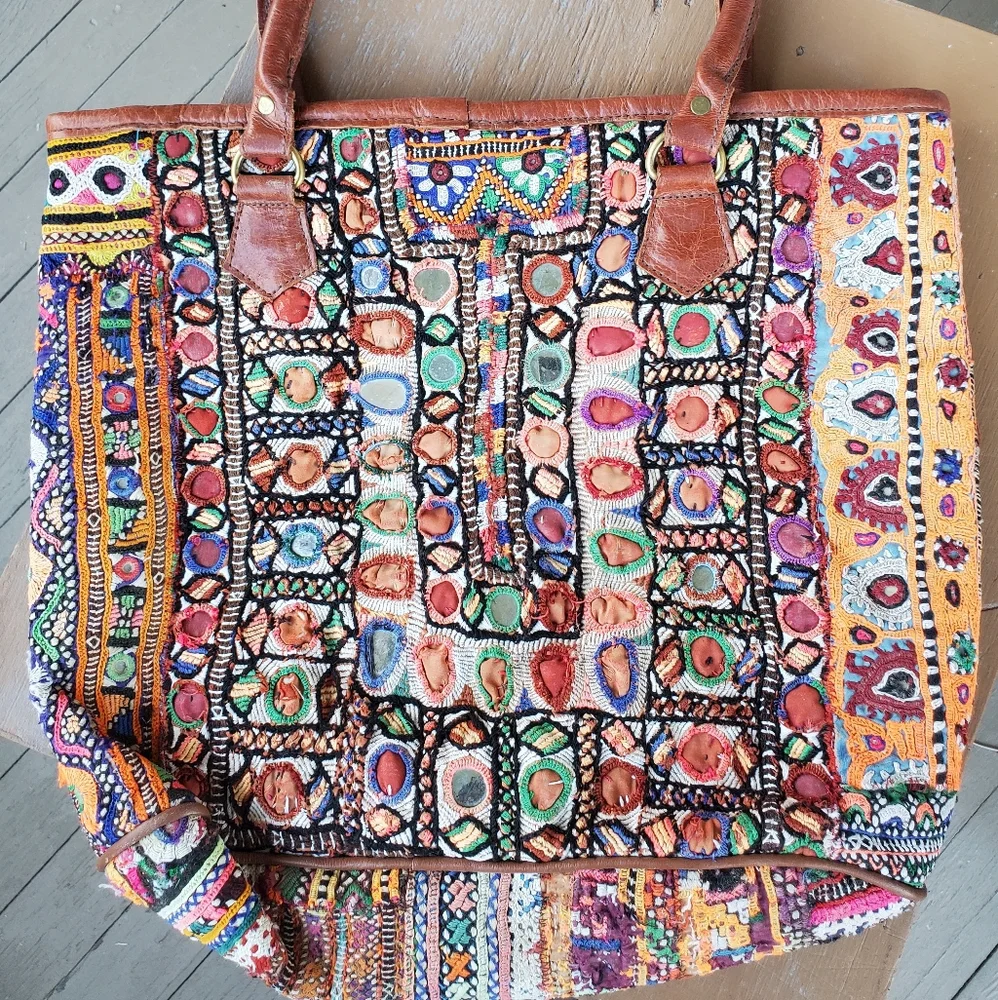 Artisan Banjara zari Boho Embroidered bag Handmade Patchwork Repurposed